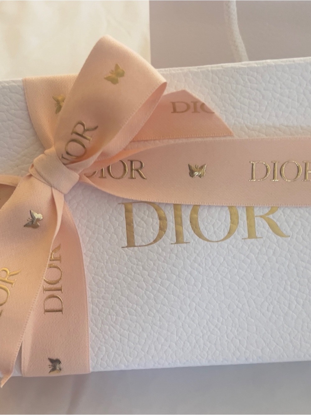 Dior White Gift Box with Blush Pink Ribbon - Picture 3 of 7